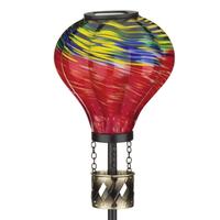 View 36" Murano Orange Hot Air Balloon Solar Stake 
