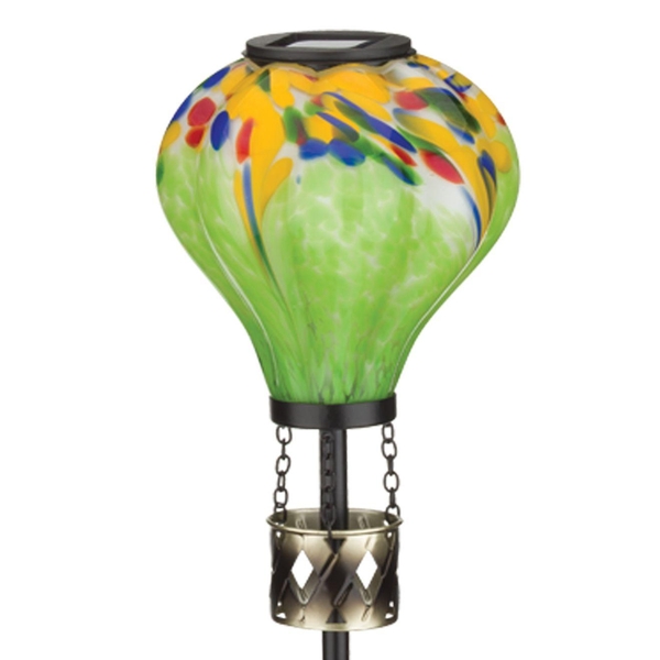36" Murano Yellow Hot Air Balloon Solar Stake 