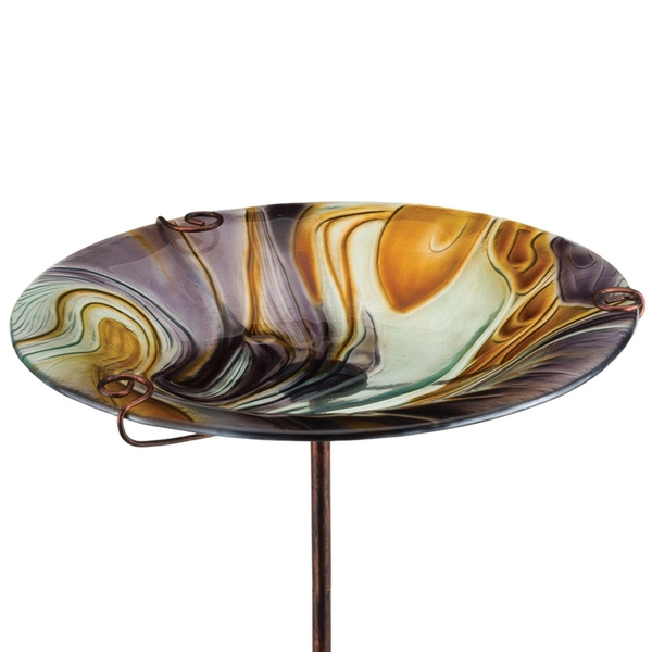 12" Swirl Black Birdbath/Feeder Stake 