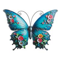 View 20" Blue Floral Butterfly Wall Décor