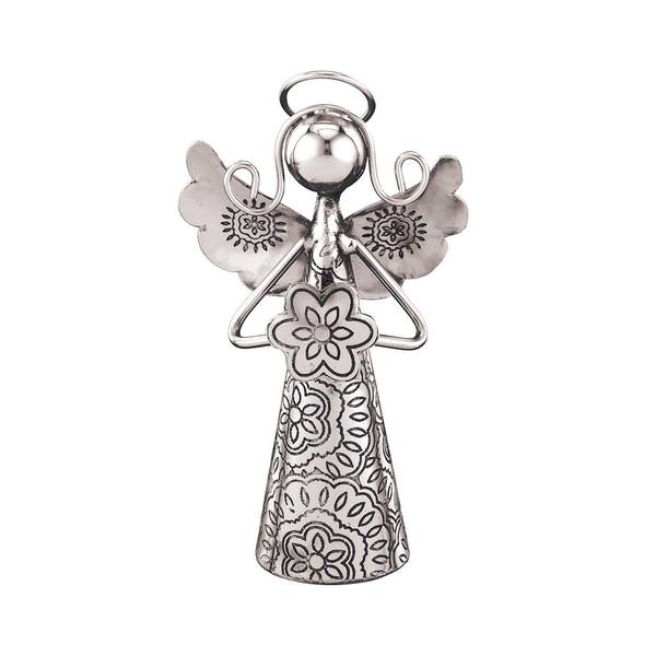 4" Silver Angel Bell Decor