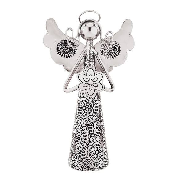 6" Silver Angel Bell Flower Decor