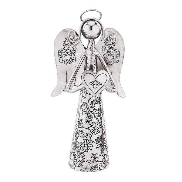 6" Silver Angel Bell Heart Decor