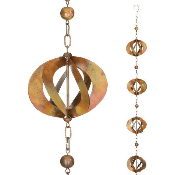 Flamed Copper Spinner Rain Chain