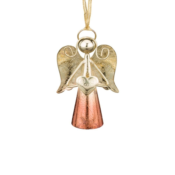 4" Gold / Copper Angel Bell Ornament