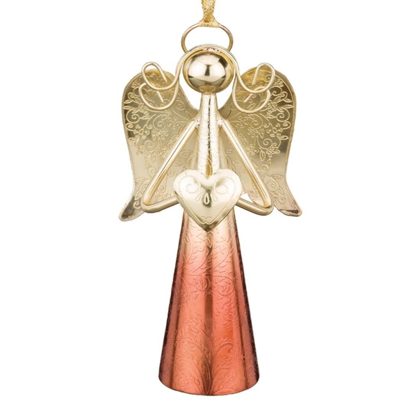 6" Gold Angel Bell Copper Ornament