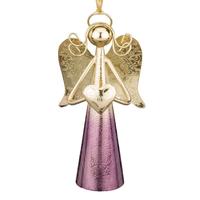 Regal Art & Gift 6" Gold Angel Bell Purple Ornament