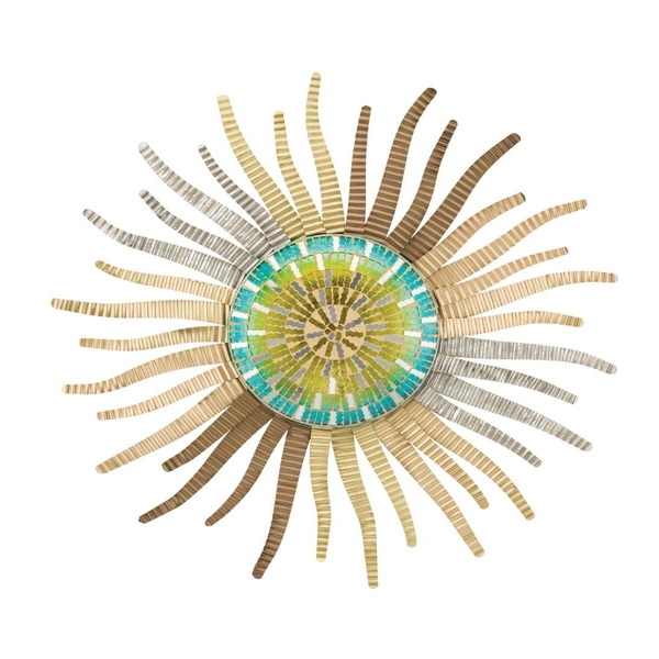 30" Gold Wavy Sun Metal/Glass Wall Décor