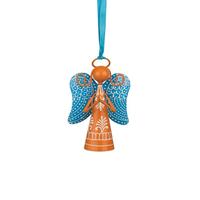 Regal Art & Gift 4" Orange Angel Blue Wings Bell Ornament