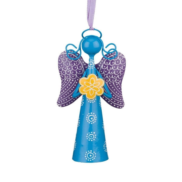 6" Angel Bell Blue Ornament