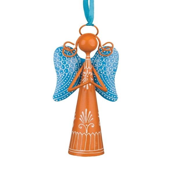 6" Angel Bell Orange Ornament