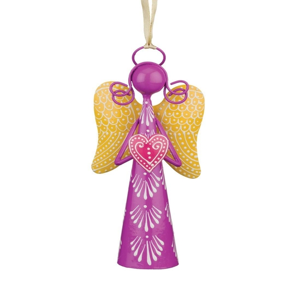6" Angel Bell Pink Ornament