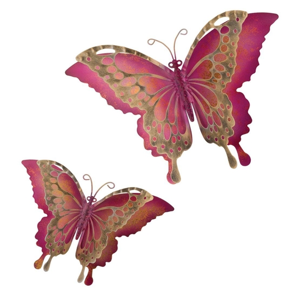 15" Pink Butterfly Wall Décor (Set of 2)