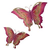 View 15" Pink Butterfly Wall Décor (Set of 2)