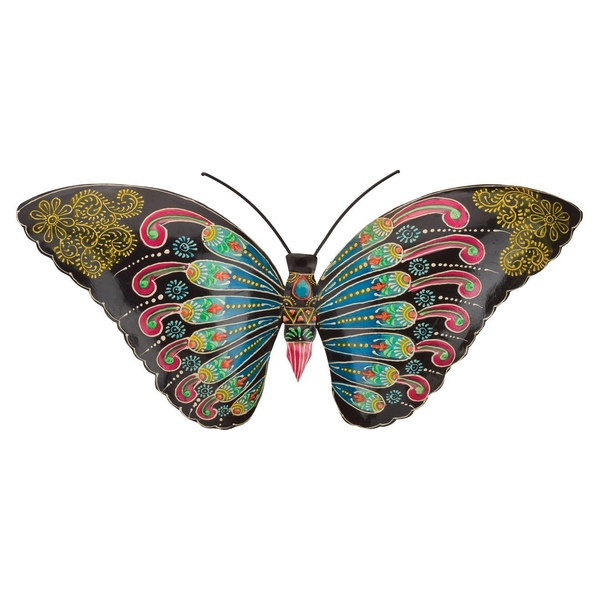 16.5" Black/Purple Henna Butterfly Wall Décor