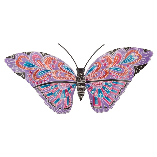 16.5" Purple Henna Butterfly Wall Décor