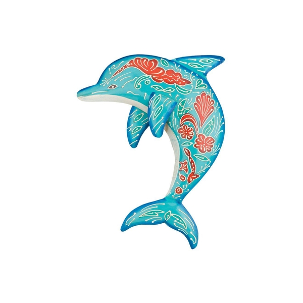 13.75" Henna Blue Dolphin Wall Decor