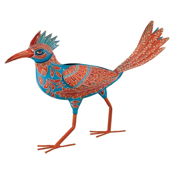 14.5" Medium Metal Henna Roadrunner Décor 