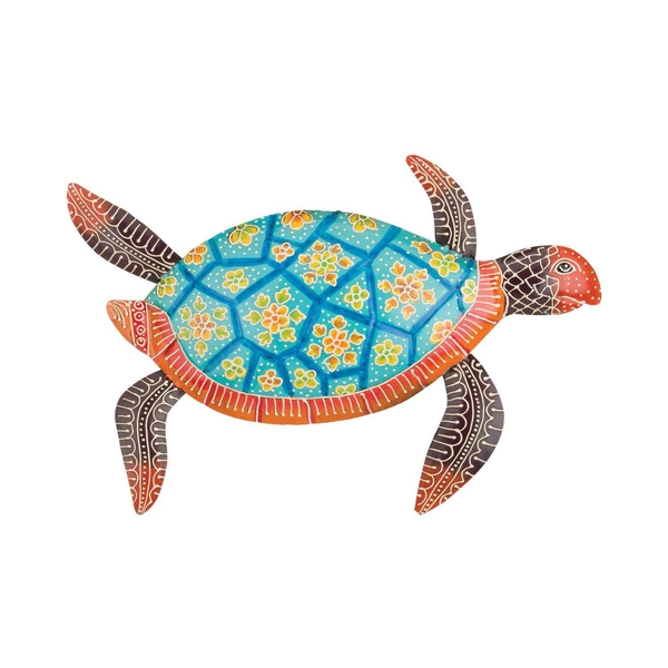 14.5" Henna Blue Sea Turtle Wall Decor