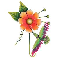 View 13.5" Orange Hummingbird Flower Wall Décor