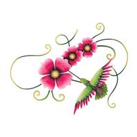 View 15.5" Hummingbird Triple Flower Wall Décor