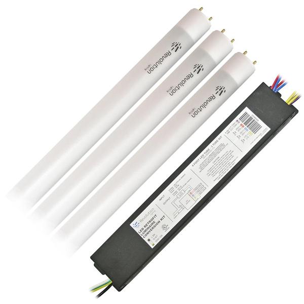3 Lamp 16.5 watt 100/277 volt 48" T8 Medium Bi-Pin Base 4000K Cool White LED Lamp Kit with External Driver
