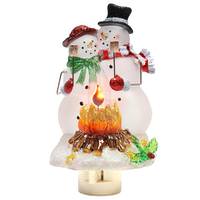 View 6.5" Snowman Couple Christmas Campfire Flickering Night Light