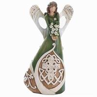 Roman 7" Green Woodcut  Angel Roman Figurine