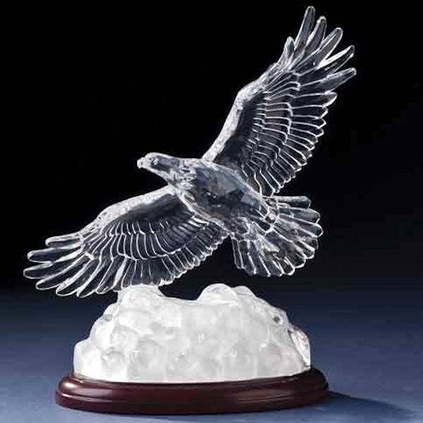 8.5" Battery Operated LED Wood Base Acrylic Eagle