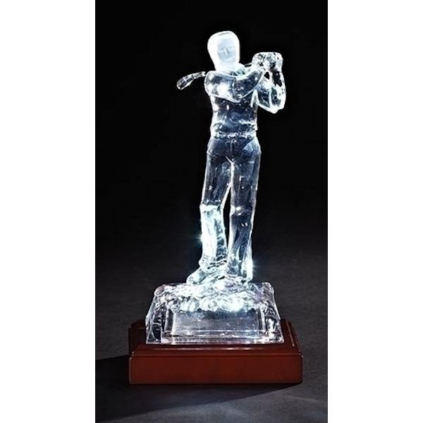 8.5" Battery Operated LED Wood Base Acrylic Golf Player