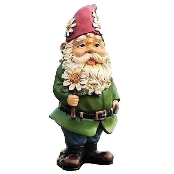 12.25" Gnome with Daisy Roman Figurine
