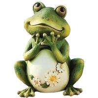 Roman 9.5" Painted Frog with Daisies Roman Figurine
