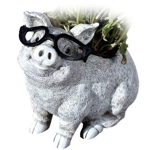 9.5" Pig with Glasses Roman Figurine