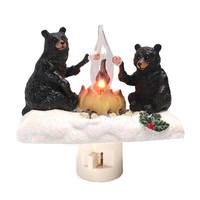 View 4.5" Black Bear Campfire Flickering Night Light