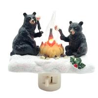 View 4.5" Black Bear Campfire Flickering Night Light