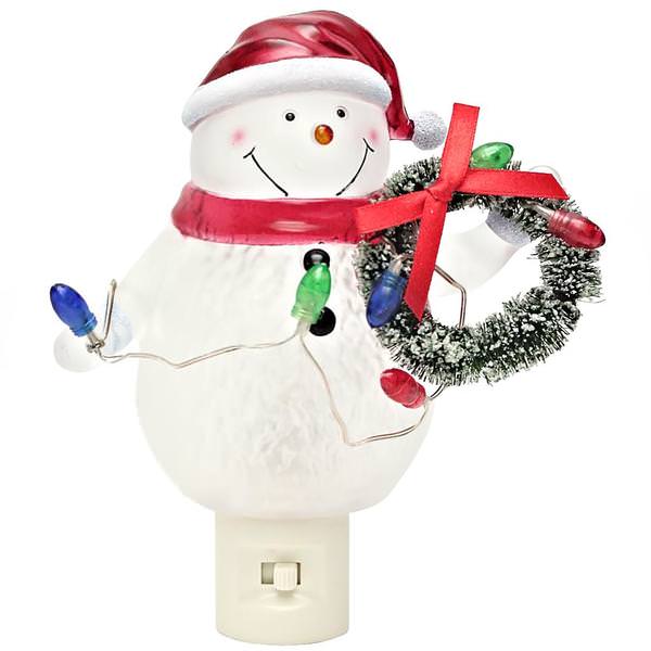 6.5" Snowman with Wreath LED Night Light