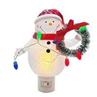 View 6.5" Snowman with Wreath LED Night Light