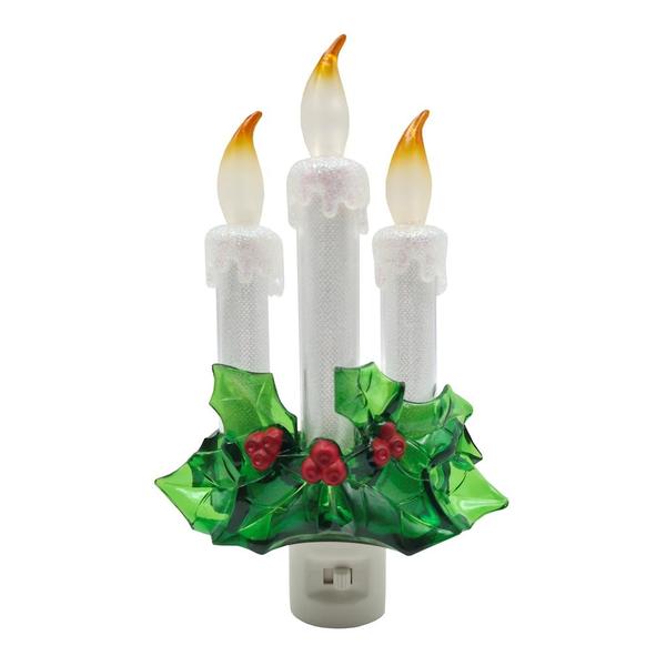 7.75" 3 Candles with Holly Night Light