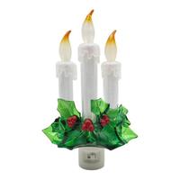 View 7.75" 3 Candles with Holly Night Light