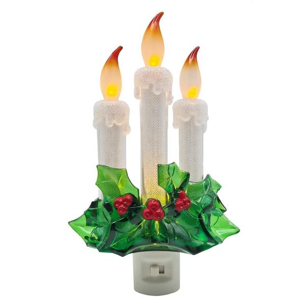 7.75" 3 Candles with Holly Night Light