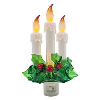 View 7.75" 3 Candles with Holly Night Light