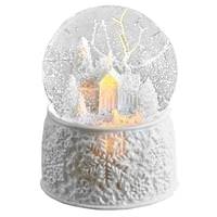 Roman 6" Battery Operated Musical LED Porcelain Church and Sleigh Scene Glitter Dome (Batteries not Included)