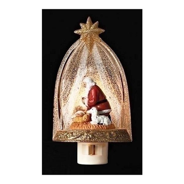 6.5" Santa Kneeling at Manger Night Light