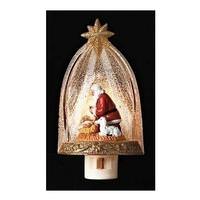 View 6.5" Santa Kneeling at Manger Night Light