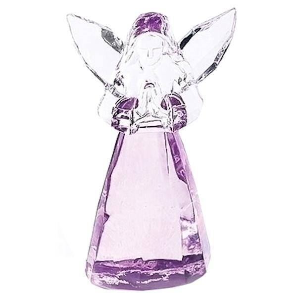2.75" Purple Clear Glass Angel Roman Figurine