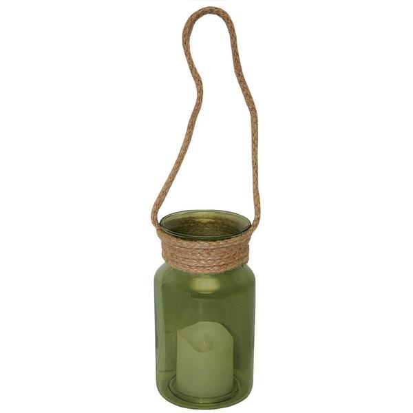 4.5" Battery Operated Green Glass Votive Ornament