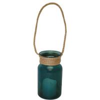 Roman 4.5" Battery Operated Blue Glass Votive Ornament