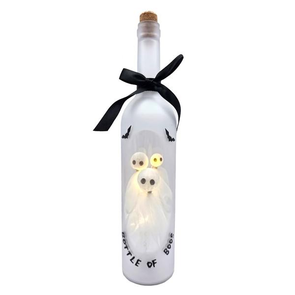 13.25" Battery Operated Halloween "Bottle of Boos" LED Lighted Wine Bottle