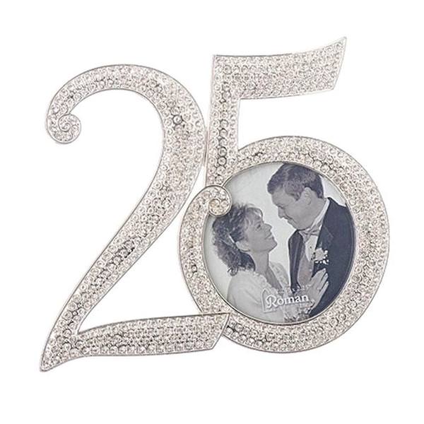 4.25" x 5" Rhinestone 25th Anniversary Roman Photo Frame