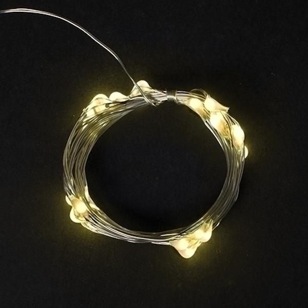 16' 50 Light USB Powered Warm White Micro LED String 4" Spacing with Timer